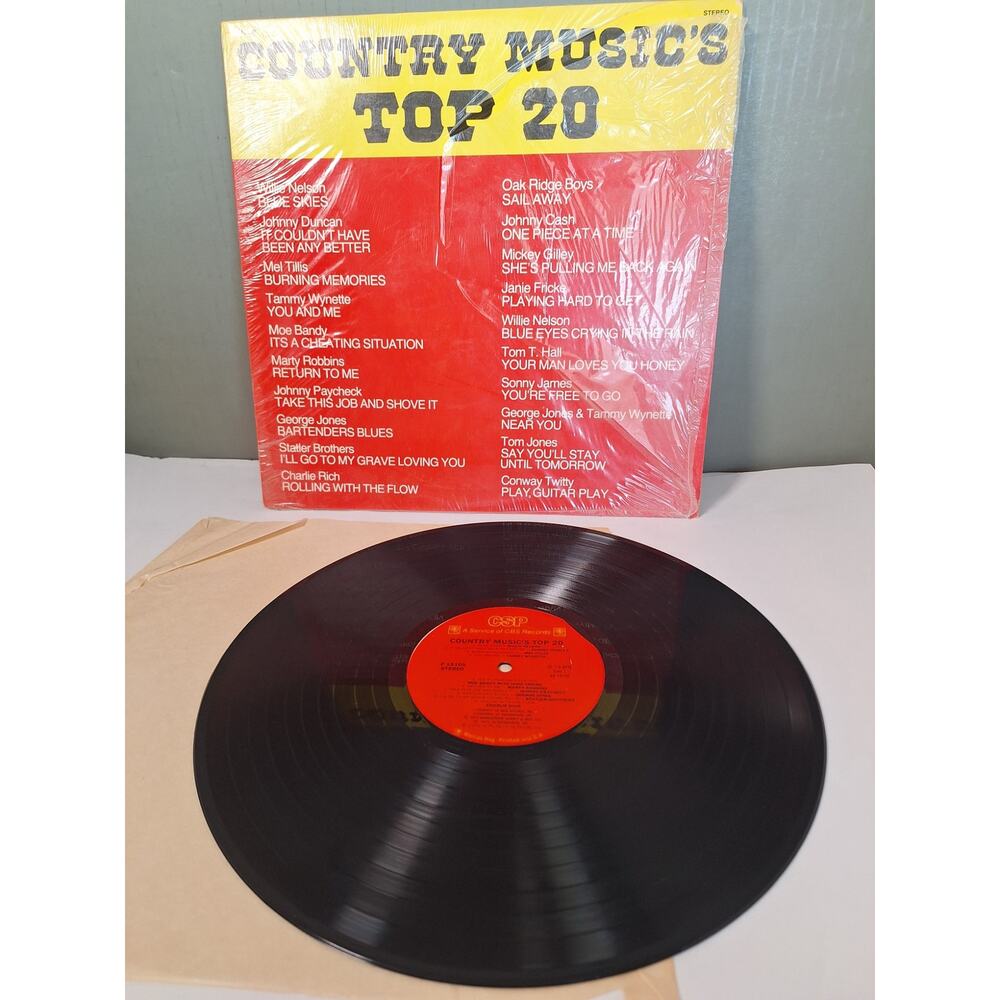 Country Music’s Top 20 LP Willie Nelson Johnny Cash VG+ EX In Shrink
